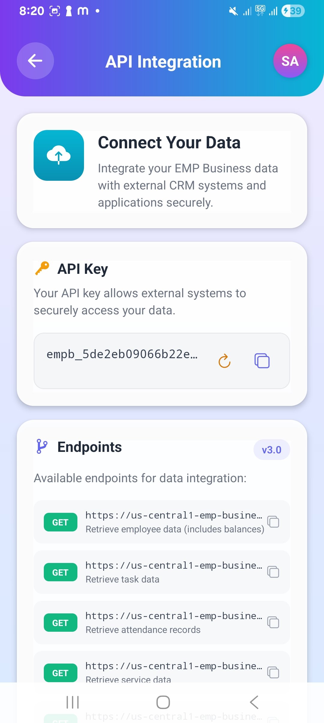 API integration - EMP Business app screenshot 2 of 9